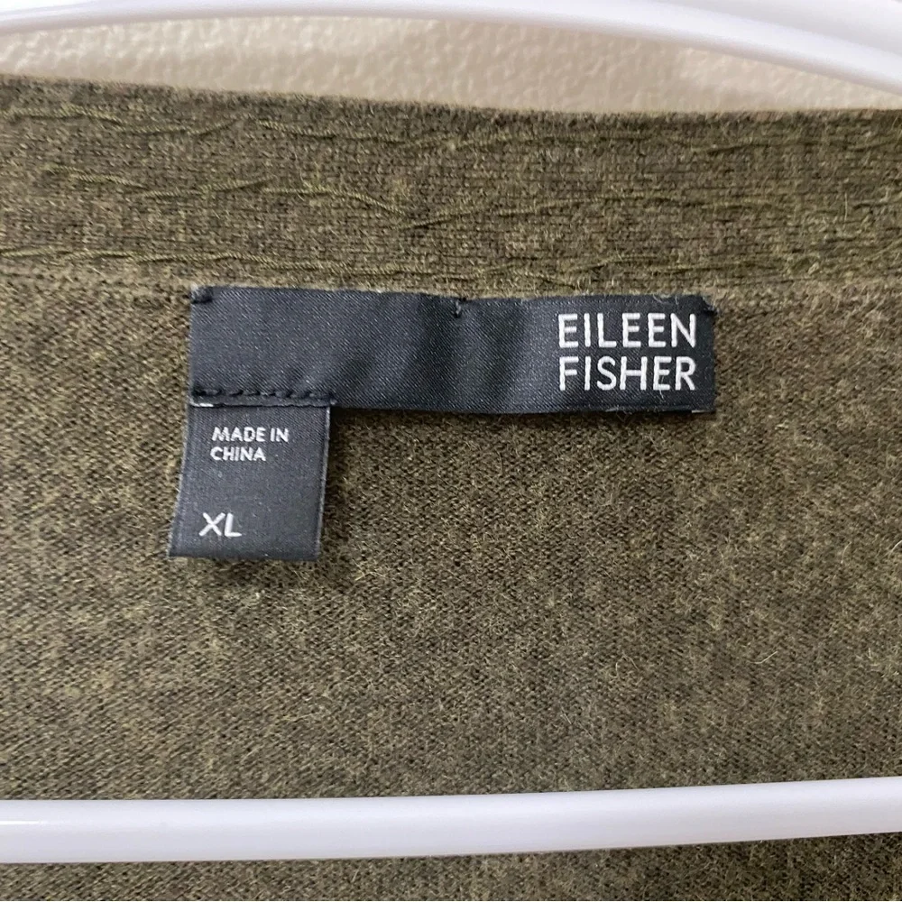 Eileen Fisher cardigan women's size xl knit sequin green open front cashmere
